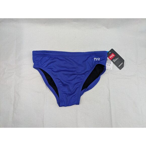 TYR Mens Boys Durafast Elite Racer Brief Royal Blue Size 30 NWT - Picture 1 of 6